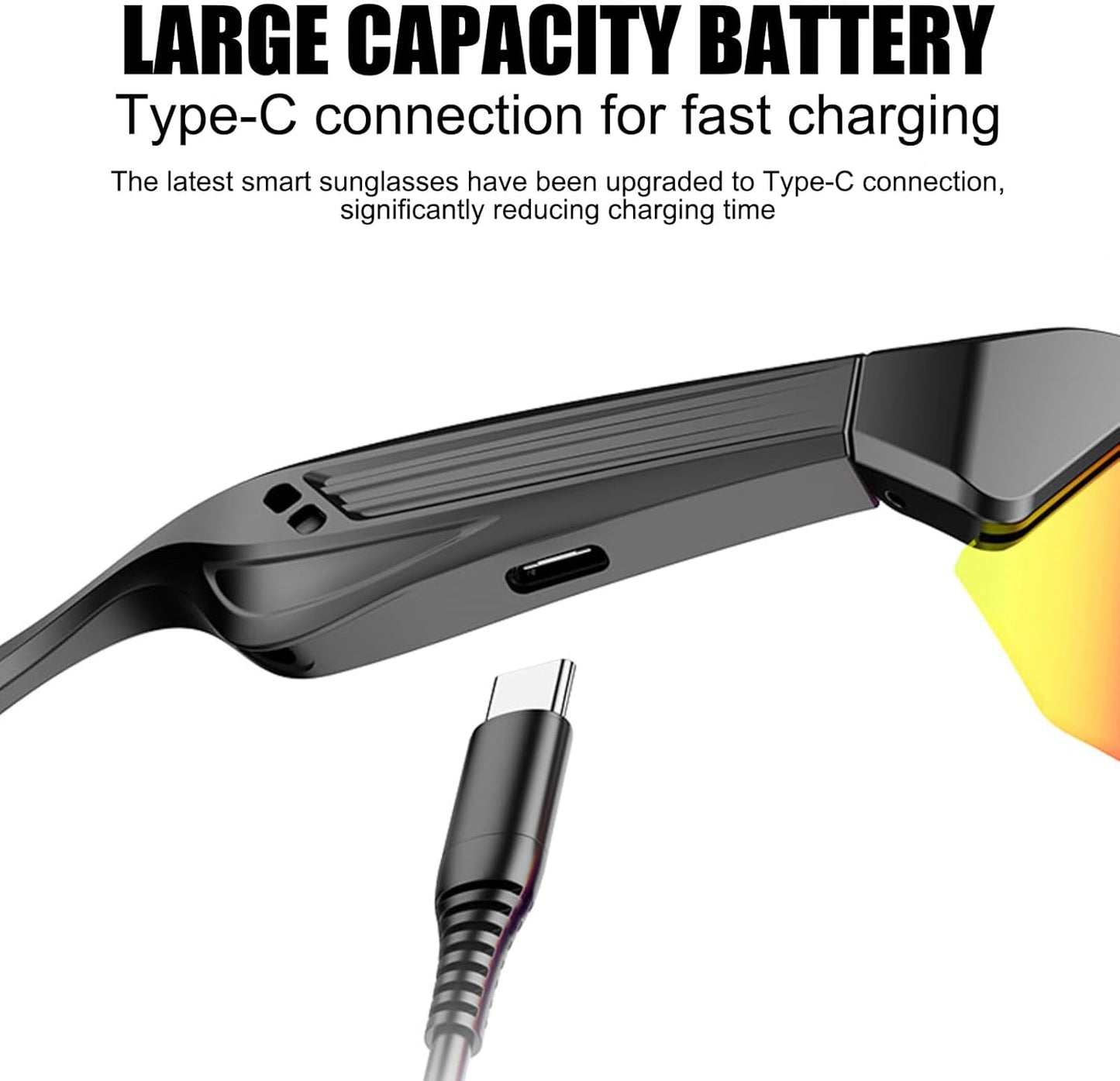 Lunettes De Soleil Bluetooth Intelligentes, Casque De Sport, Casque Bluetooth, Réponse En Un Clic, Protection UV, Navigation Vocale, Convient Pour L'Alpinisme, Le Cyclisme Et La Course À Pied,