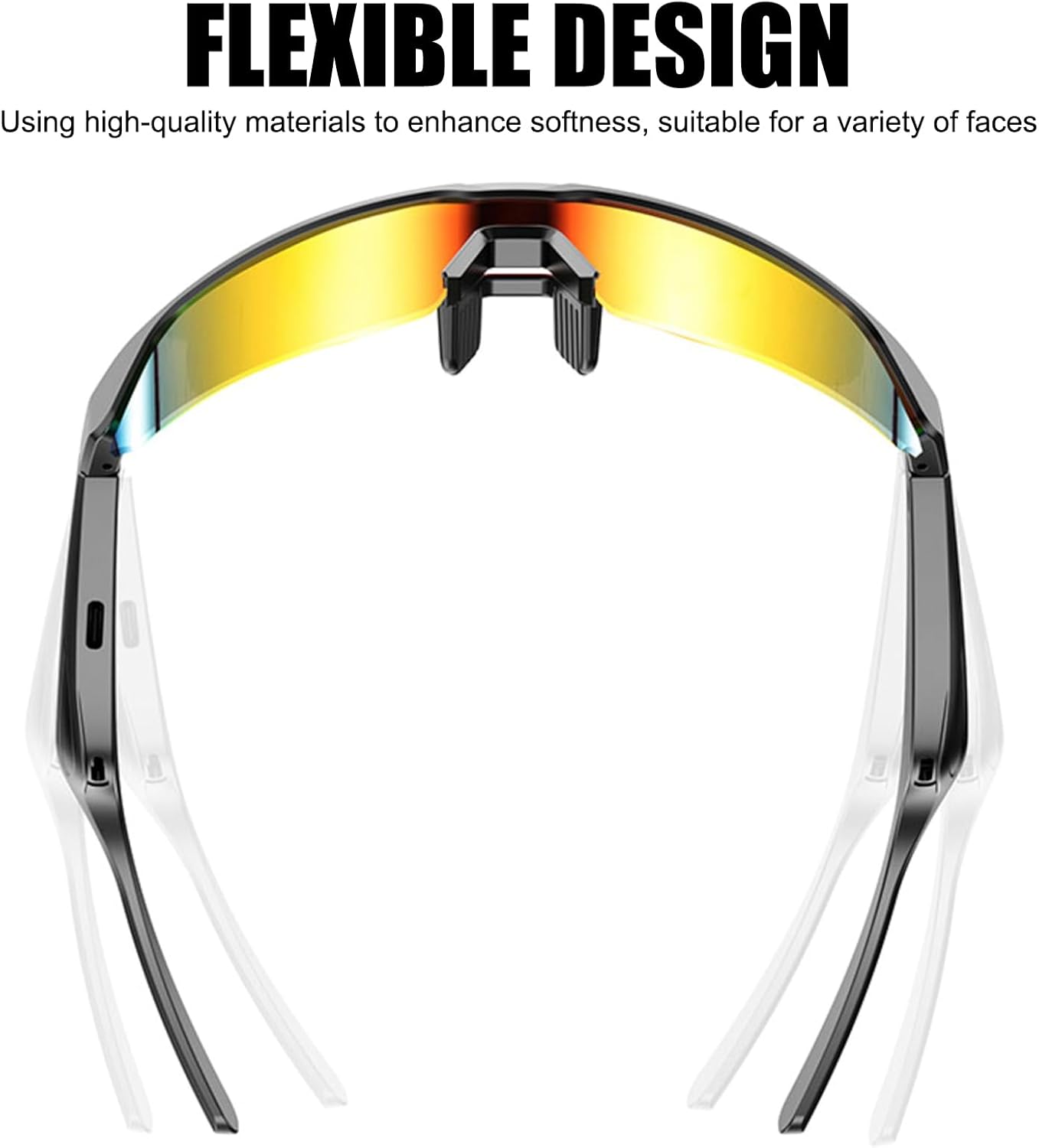 Lunettes De Soleil Bluetooth Intelligentes, Casque De Sport, Casque Bluetooth, Réponse En Un Clic, Protection UV, Navigation Vocale, Convient Pour L'Alpinisme, Le Cyclisme Et La Course À Pied,