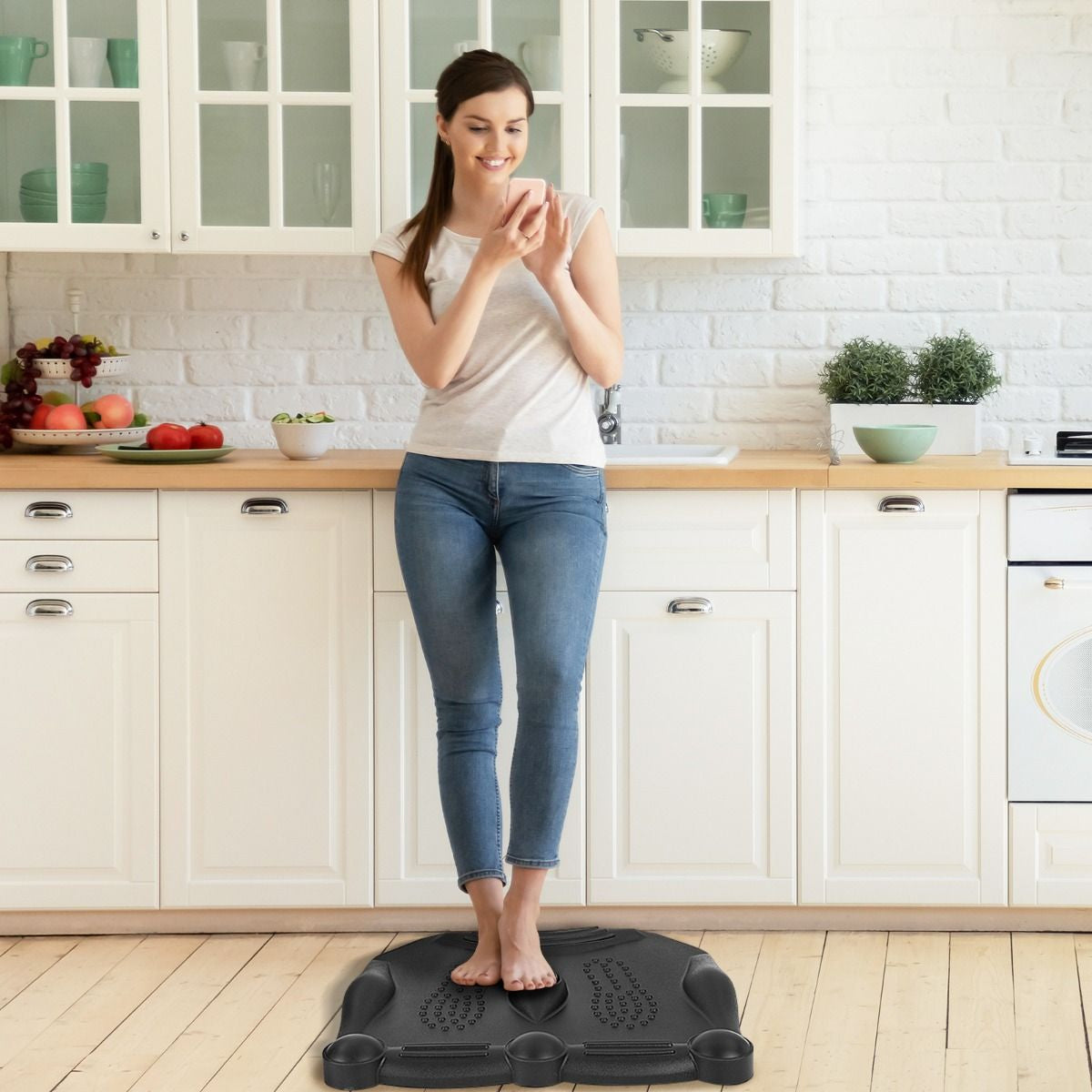 Tapis Anti-Fatigue Tapis De Bureau Debout Ergonomique Avec Points De Massage Idéal Pour Cuisine Domicile Charge 150 Kg Noir