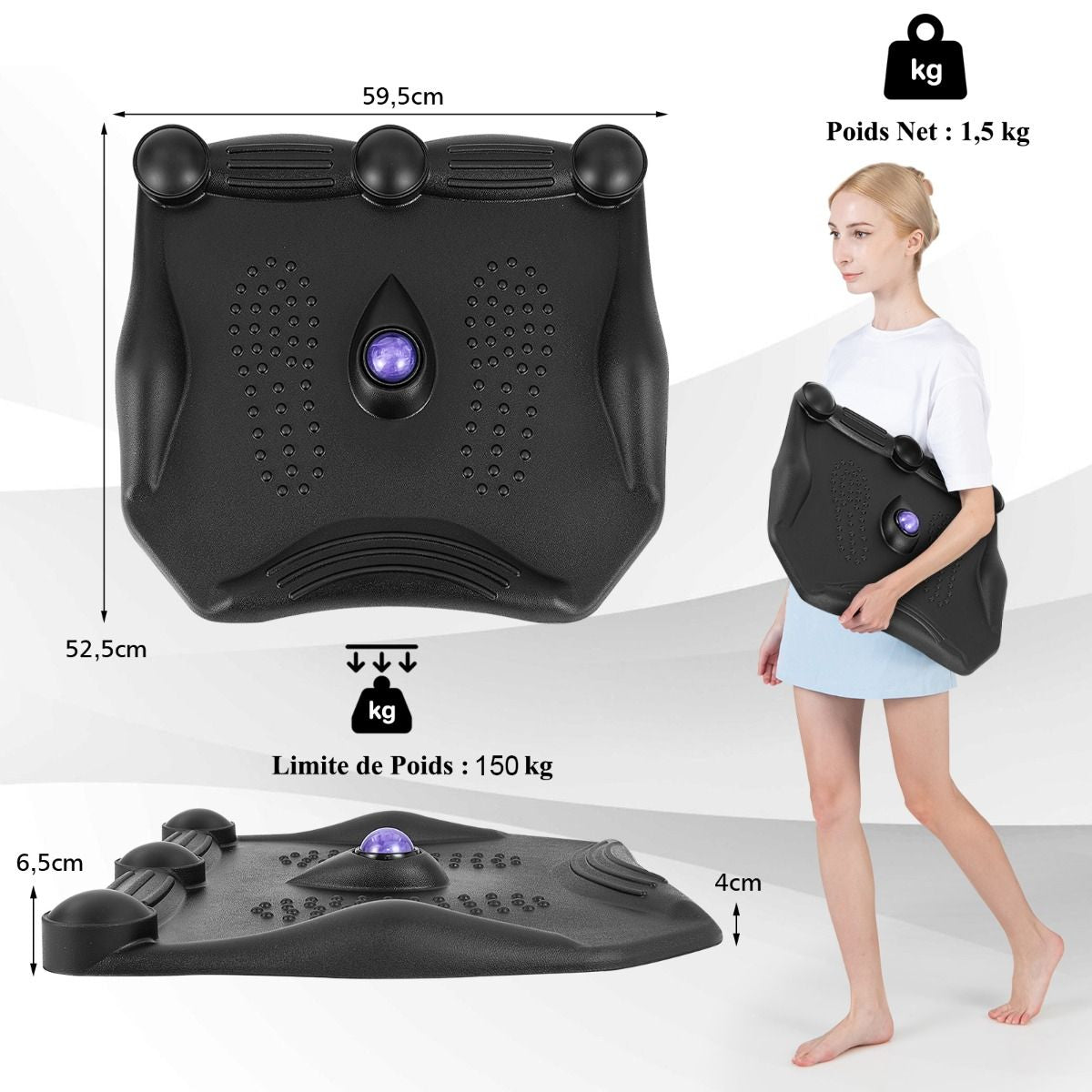 Tapis Anti-Fatigue Tapis De Bureau Debout Ergonomique Avec Points De Massage Idéal Pour Cuisine Domicile Charge 150 Kg Noir