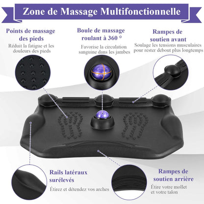 Tapis Anti-Fatigue Tapis De Bureau Debout Ergonomique Avec Points De Massage Idéal Pour Cuisine Domicile Charge 150 Kg Noir